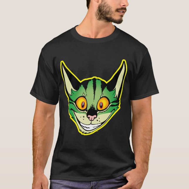 Fluorescerande Tecknad Cat T-Shirt (Framsida)