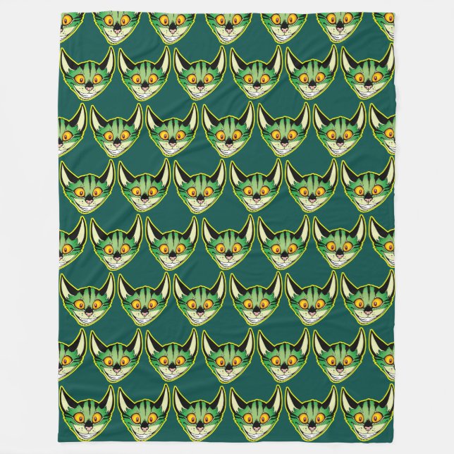 Fluorescerande Tecknad Cat Ull Fleecefilt (Framsidan)