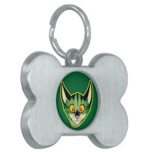 Fluorescerande Tecknad Kat Pet-tagg ID-bricka Husdjur