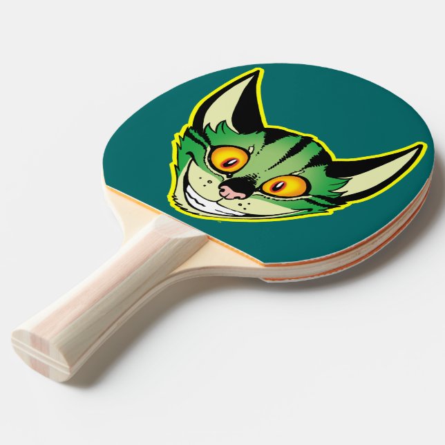 Fluorescerande Tecknad Kat Ping Pong Paddle Pingisracket (Frontvinkel)