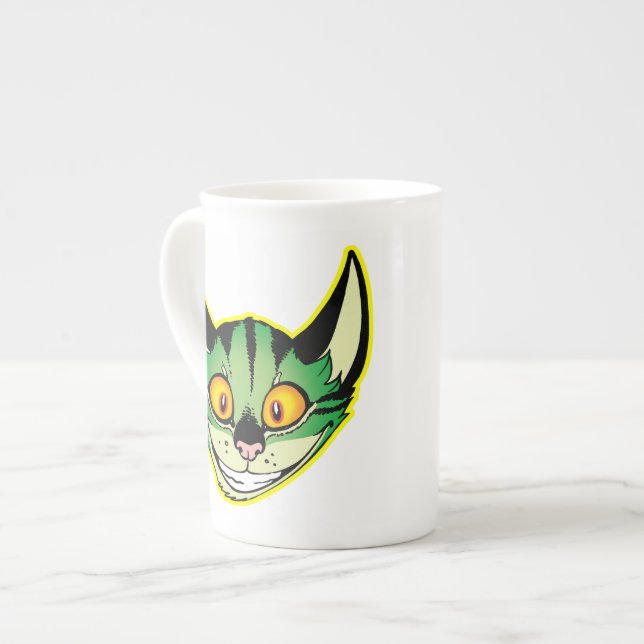 Fluorescerande Tecknad Katt Bone China Mugg Benporslin Mugg (Framsida vänster)