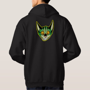 Fluorescerande Tecknad Katt Hooded Sweatshirt Med Luva