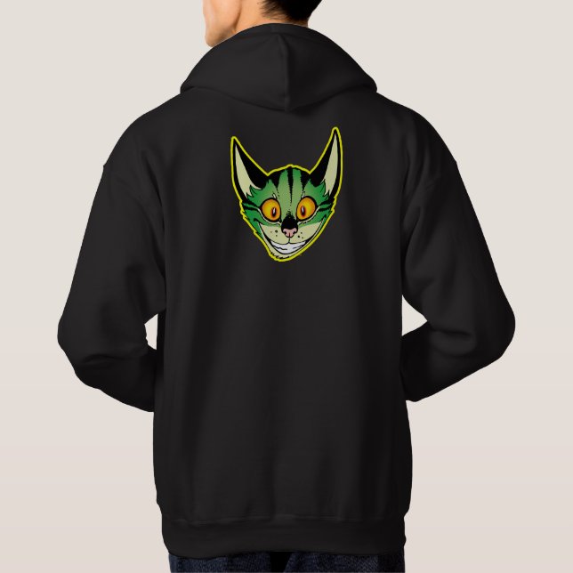 Fluorescerande Tecknad Katt Hooded Sweatshirt Med Luva (Baksida)