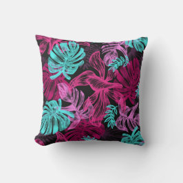 Fluorescerande tropiska handflatan-löv kudde