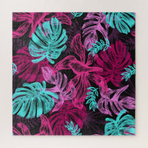 Fluorescerande tropiska handflatan-löv