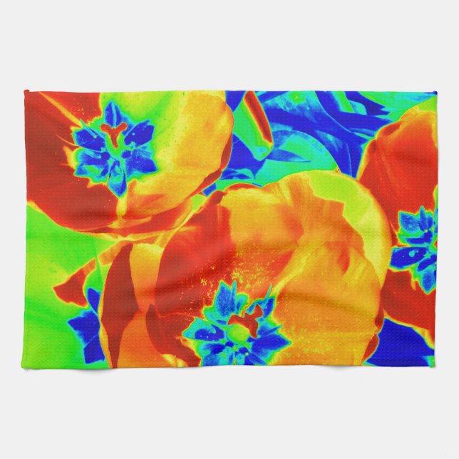 fluorescerande tulpaner kökshandduk (Horisontell)