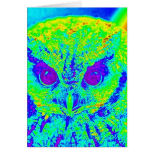 fluorescerande uggla hälsningskort