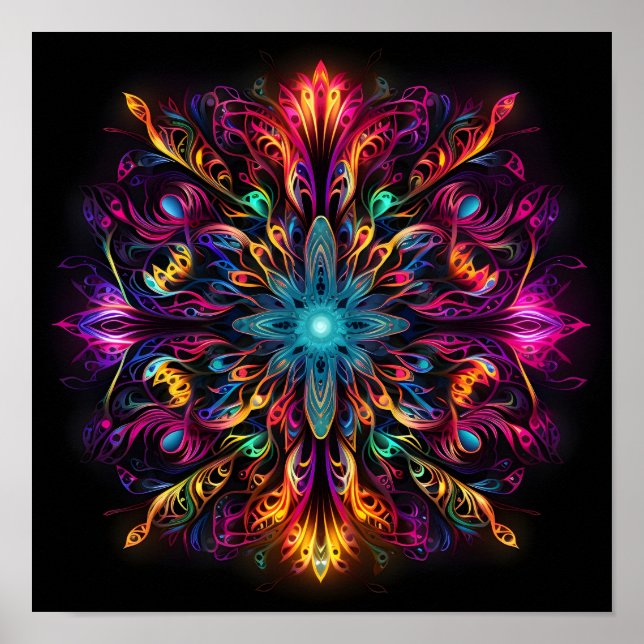 fluorescerande utskrift av stamnät för multifärgad poster (Framsidan)