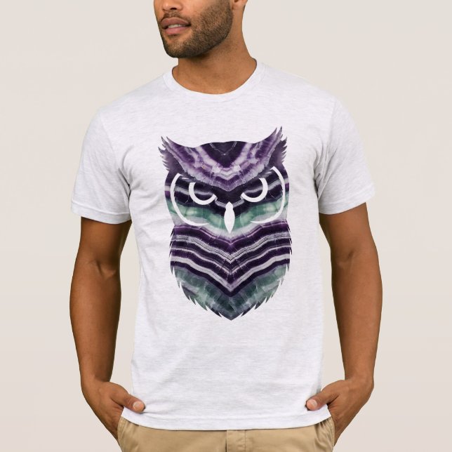 Fluorite Crystal Owl Silhouette T Shirt (Framsida)