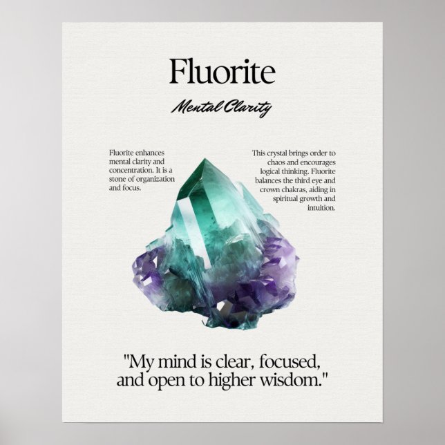 Fluorite Gem Crystal, meningskort Poster (Framsidan)