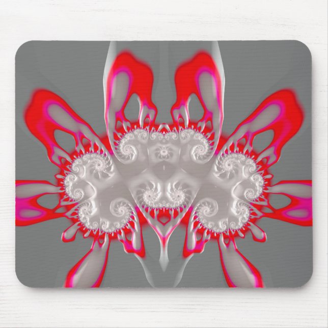 ~ FLUORO ROSA RED GRÅTT WHITE ~ Fractal ~Original  Musmatta (Framsidan)