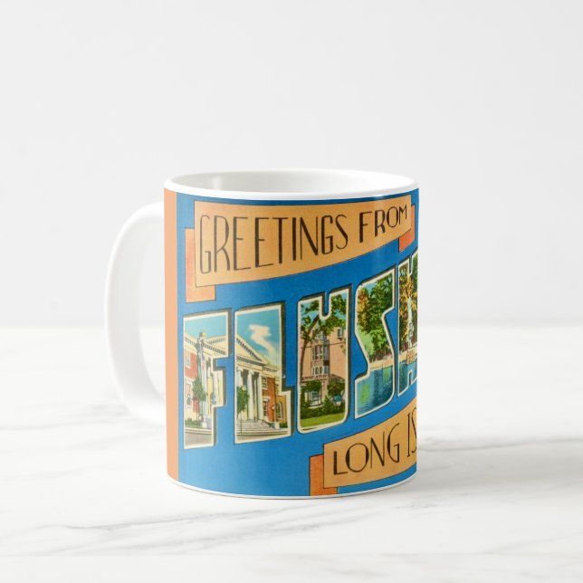 Flushing NY Hälsning Kaffemugg (Framsida vänster)