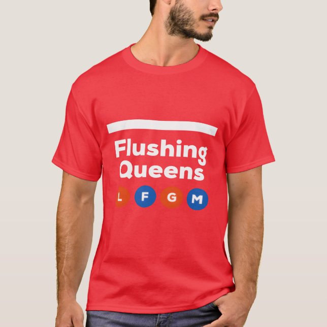 Flushing Queens LFGM Tunnelbana retro T Shirt (Framsida)