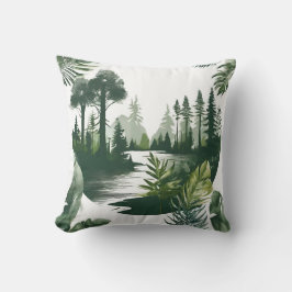 Flusslandschaft mit grünen Bäumen Farnen Aquarell Kudde