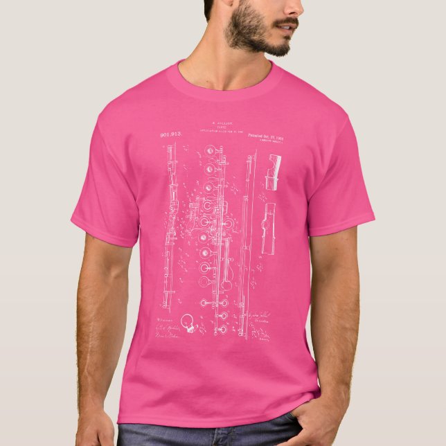 Flute 1908 Patent Graphic Flute Shirt T (Framsida)