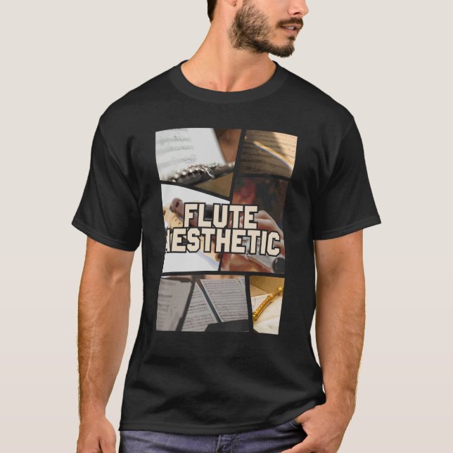 Flute Aesthetic Collage Music Flutist Musician T Shirt (Framsida)