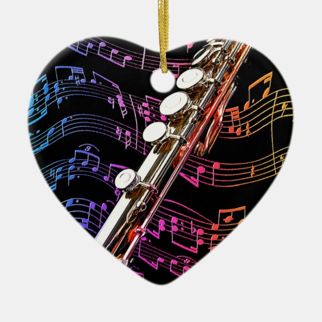 Flute är min passion_ julgransprydnad keramik (Framsidan)