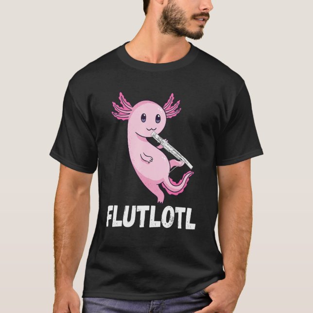 Flute Axolotl Flute Player Music Instrument Flute  T Shirt (Framsida)