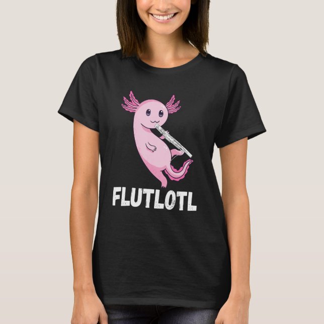 Flute Axolotl Flute Player Music Instrument Flute T Shirt (Framsida)