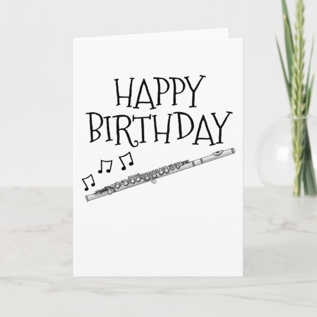 Flute Birthday Card Flutist Woodwind Musician Tack Kort (Framsida)