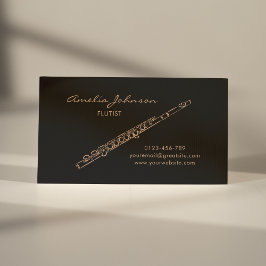 Flute Black & Guld Elegant Visitkort