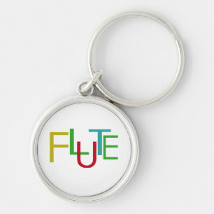 Flute Brev Rund Silverfärgad Nyckelring