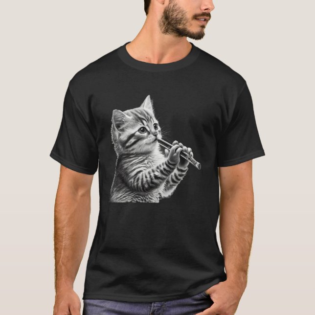 Flute Cat 1 T Shirt (Framsida)