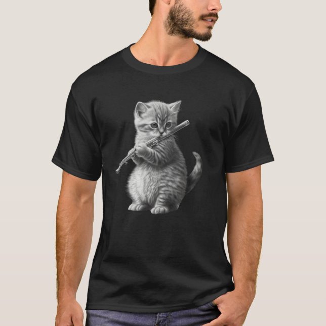 Flute Cat 2 T Shirt (Framsida)