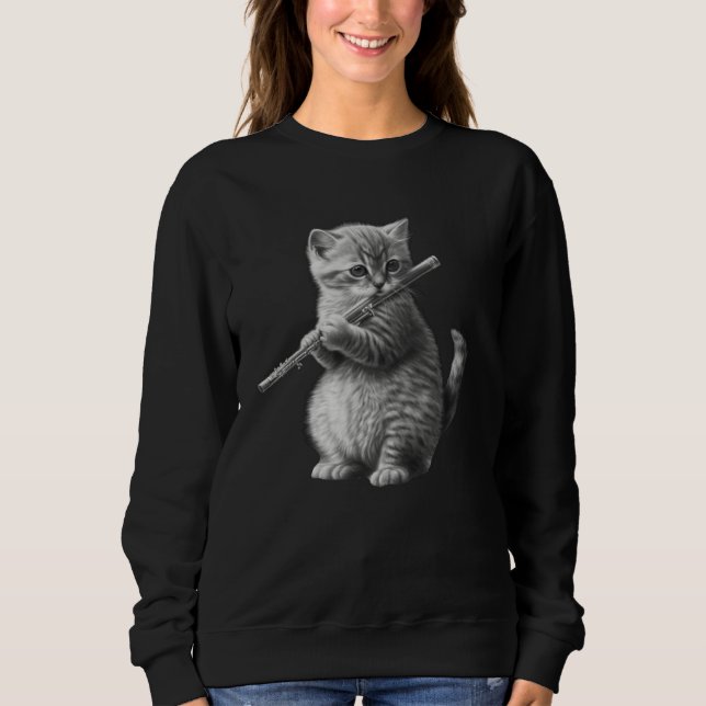 Flute Cat 2 T Shirt (Framsida)