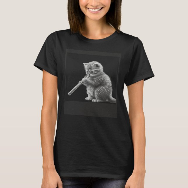 Flute Cat 3 T Shirt (Framsida)