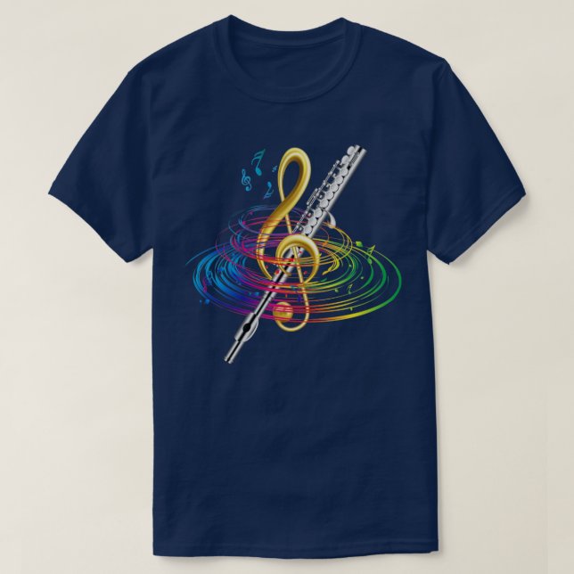 Flute Clef Flutist T Shirt (Design framsida)