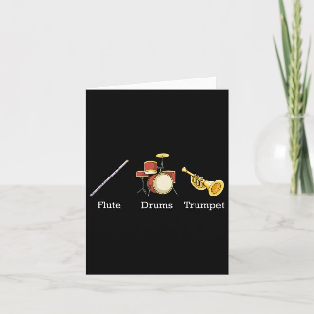 Flute Drums Trumpet Band Instruments Subtle Anti T Kort (Framsida)