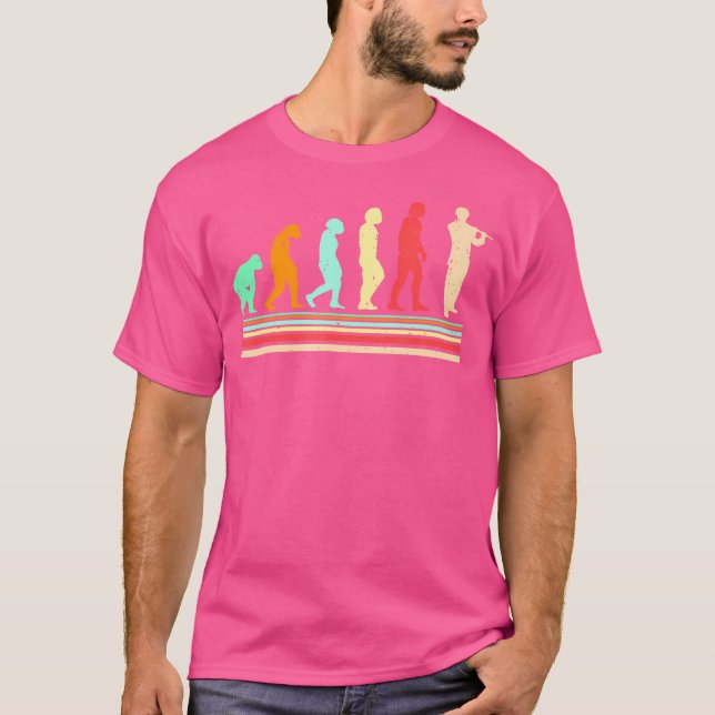 Flute Evolution Retro Flutist Marching Band Musici T Shirt (Framsida)