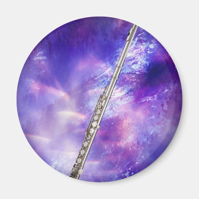 Flute Flutist Musician Round Magnet (Framsidan)