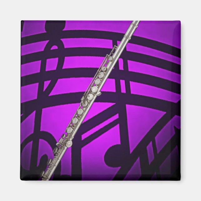 Flute Flutist Musician Square Magnet (Framsidan)