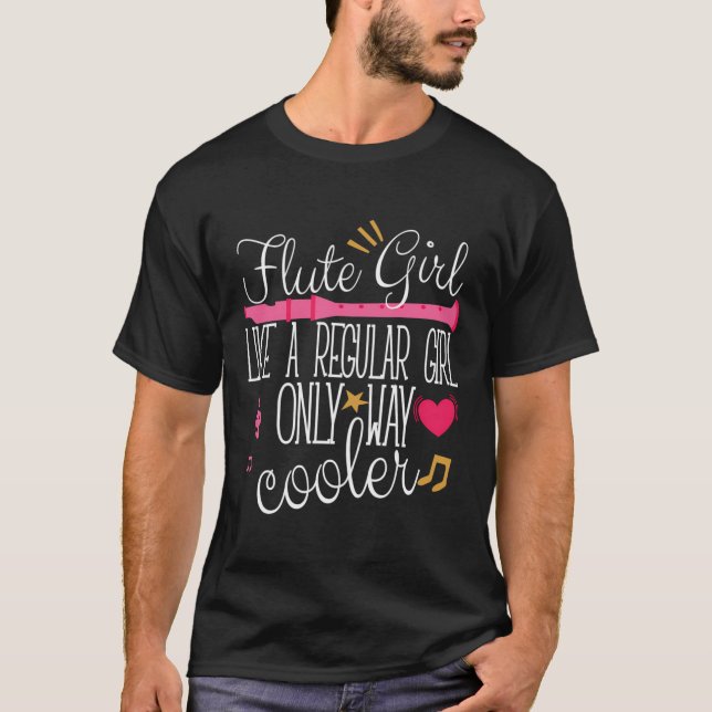Flute Girl Flutist Funny Hoodie Instrument Player T Shirt (Framsida)