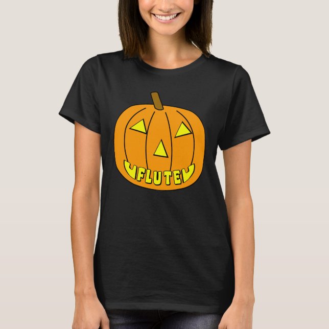 Flute Halloween Pumpkin T Shirt (Framsida)