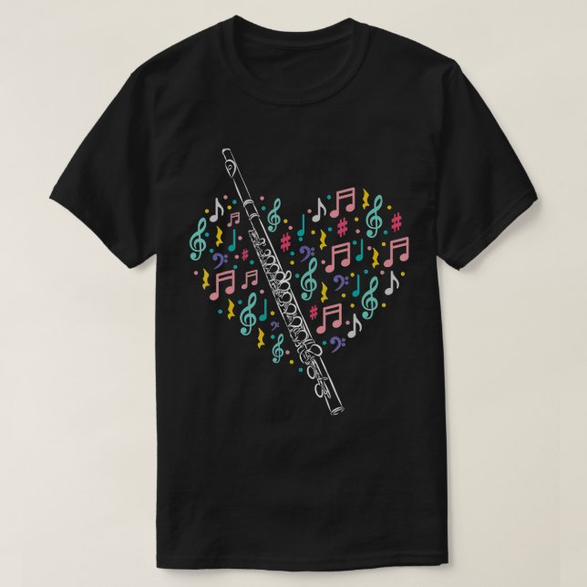 Flute Heart Flute Player Flutist Marching Band Mu T Shirt (Design framsida)