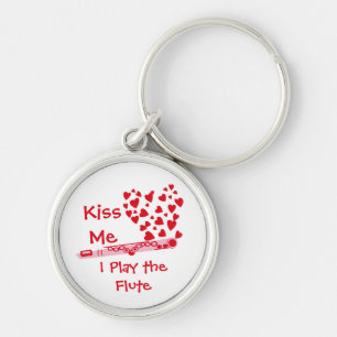 Flute Hearts Rund Silverfärgad Nyckelring