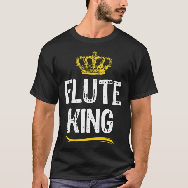 Flute King Men Boys Player  Cool Flutist T Shirt (Framsida)