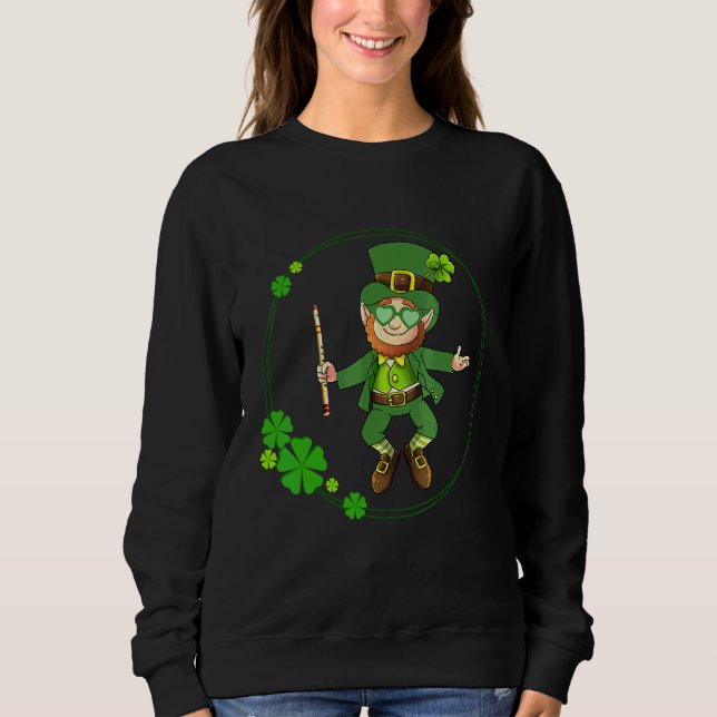 Flute Leprechaun St patricks day Flute Player Iris T Shirt (Framsida)