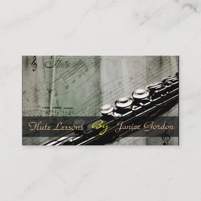 Flute Lessons Instrument Music Instructor Business Visitkort (Framsida)