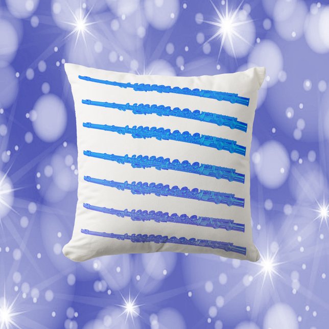 Flute Mönster Blue Ombre Kudde (A throw pillow with a pattern of blue ombre flutes)