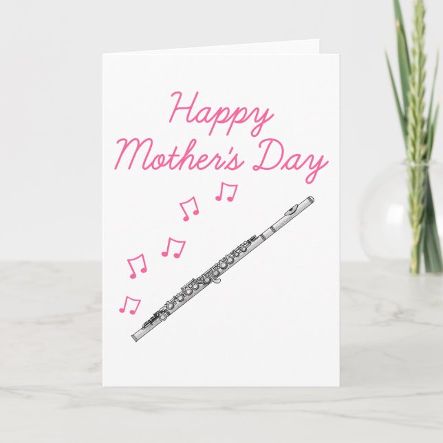 Flute Mors dag Flutist Woodwind Musician Tack Kort (Framsida)