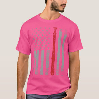 Flute Music American Flagga Funny design för Flute T Shirt