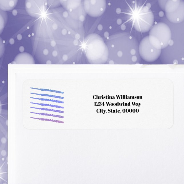 Flute Music Colorful Persoanlize Returadress Etikett (A flute return address label with text you can personalize!)