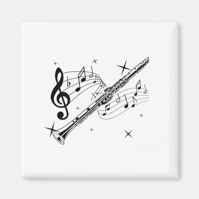 Flute Music | Flutist Musical Instrument Gift Magnet (Framsidan)