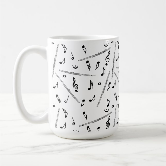 Flute Music Note Mönster Kaffemugg (Vänster)