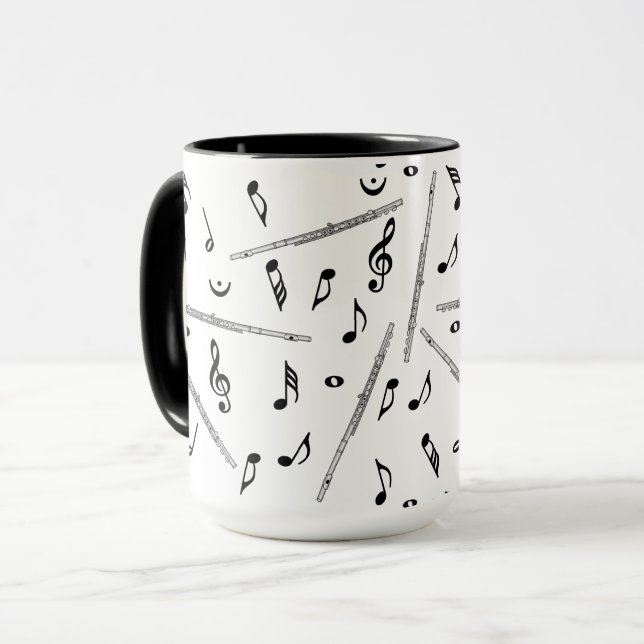 Flute Music Note Mönster Mugg (Framsida vänster)