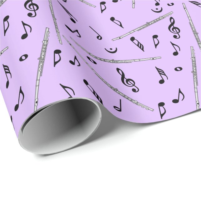 Flute Music Note Mönster Presentpapper (Rullad Hörn)